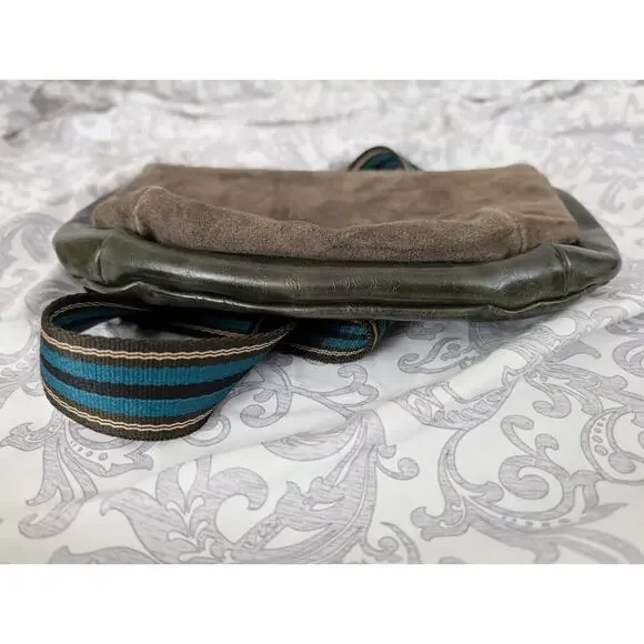 anthropologie green suede and faux leather crossbody bag - Picture 6 of 7